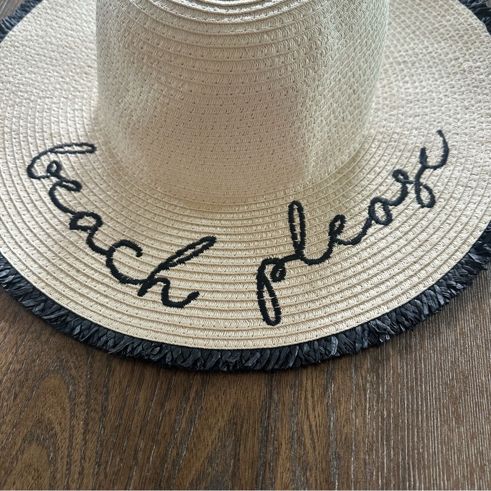 Beach Please Frayed Edge Straw Floppy Hat - Picture 2 of 3